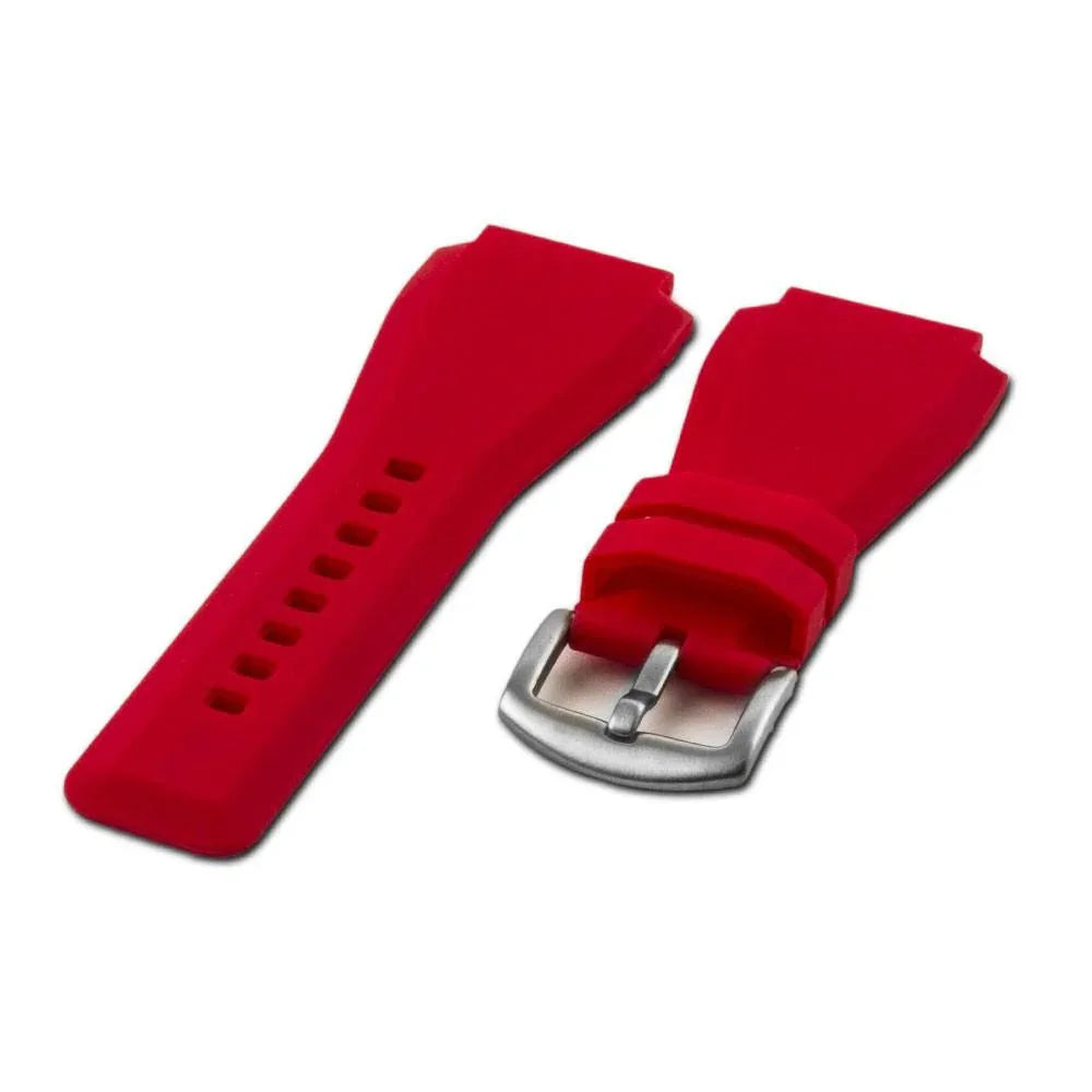Bracelet de montre en silicone rouge avec boucle en acier, accessoire misterchrono.com