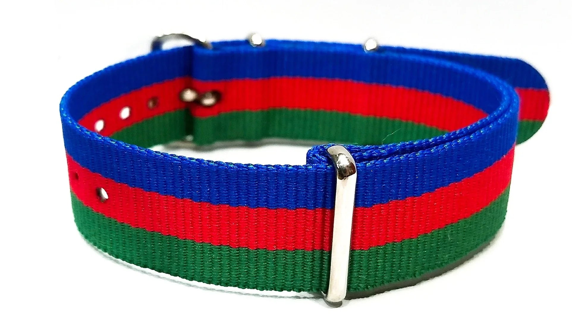 Bracelet NATO nylon bleu/rouge/vert - vue principale