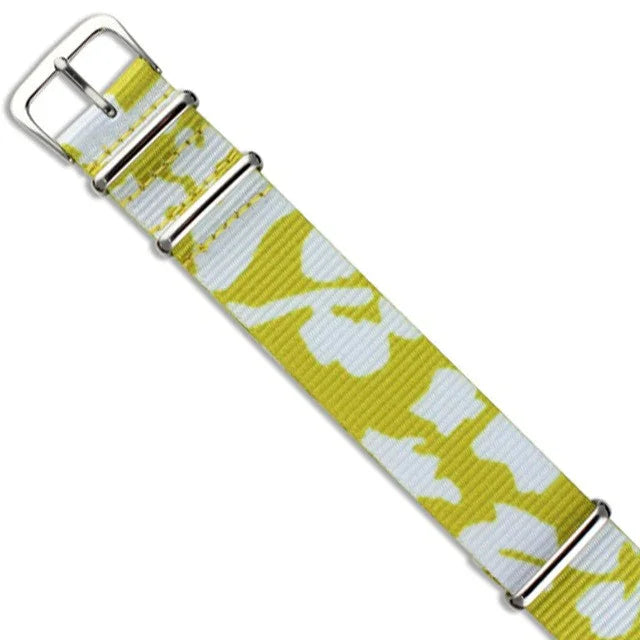 Bracelet NATO vert et blanc pour montre de luxe, boucle métal, accessoire misterchrono.com