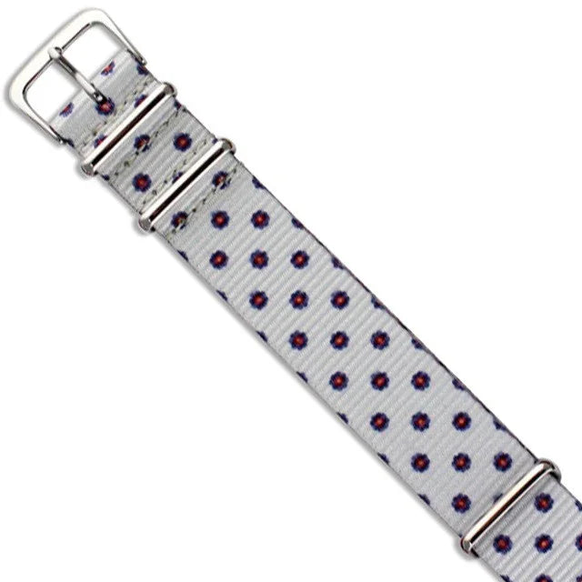Bracelet NATO gris à motifs fleurs rouges pour montre de luxe, accessoire misterchrono.com