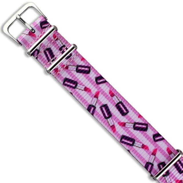 Bracelet de montre rose à motif rouges à lèvres, accessoire fantaisie pour montre de luxe