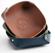 Vide-poches en cuir marron, vert et bleu pour montres de luxe, misterchrono.com