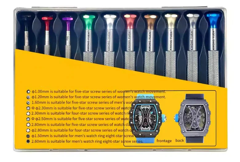 Coffret de tournevis pour montres de luxe, outils colorés pour réparation, misterchrono.com