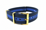 Bracelet nylon NATO boucle dorée bleu/violet