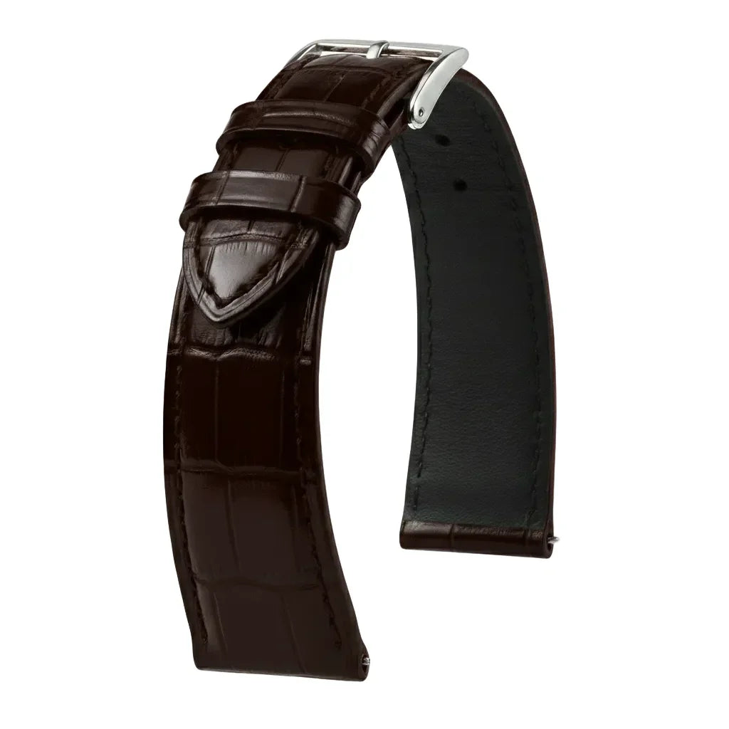 Bracelet Alligator Felix Brillant café sombre - KronoKeeper - vue principale
