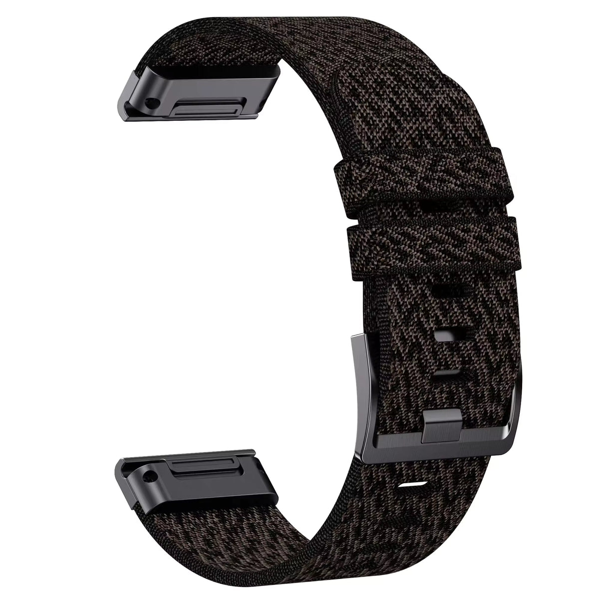 Bracelet nylon élastique noir jacquard compatible Garmin QuickFit - KronoKeeper