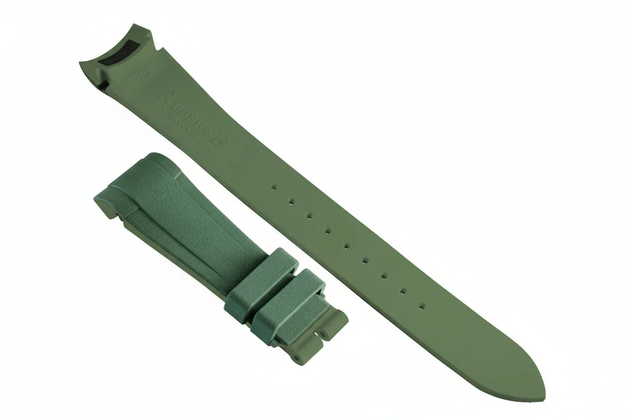 Bracelet montre vert en caoutchouc Rubber B pour montre de luxe, accessoire misterchrono.com