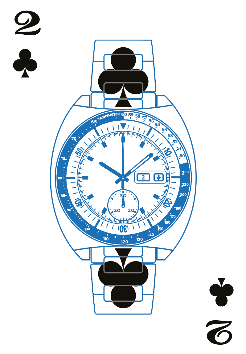 Vintage Watches – deux de trèfle, montre vintage dessinée en plan technique